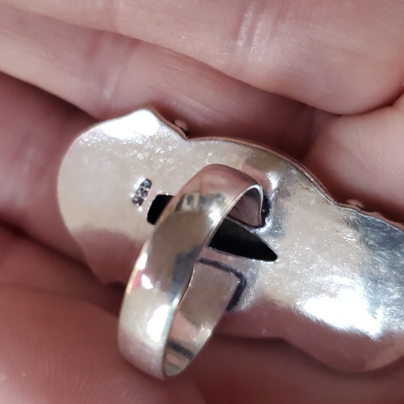 New Silver Sheen Obsidian 925 Silver Statement Ring. - Picture 11 of 12